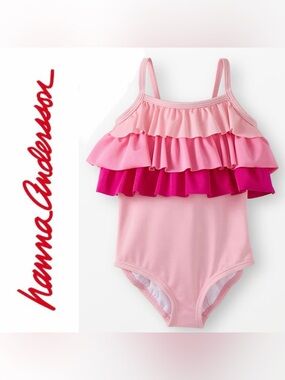 Hanna Andersson Pink Layered Ruffle One-Piece